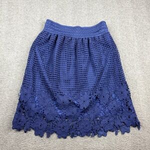 J Lee Blue Women's Designed Size M‎ Medium Crochet Floral Lace Skirt